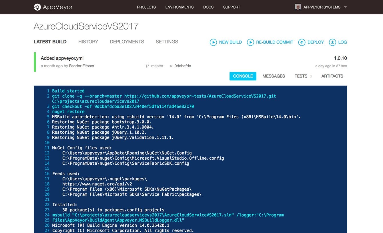 AppVeyor gallery image