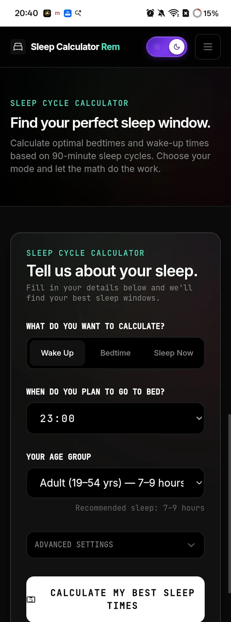 Sleep Calculator screenshot 3