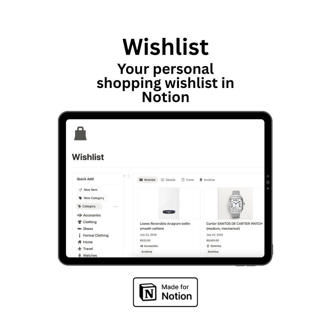 Wishlist Notion Template gallery image