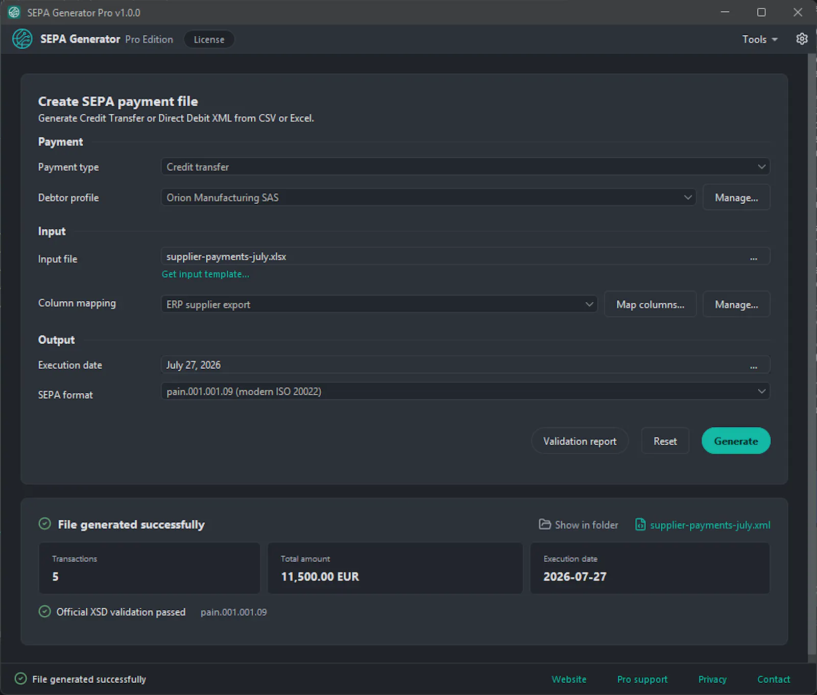 SEPA Generator screenshot 2