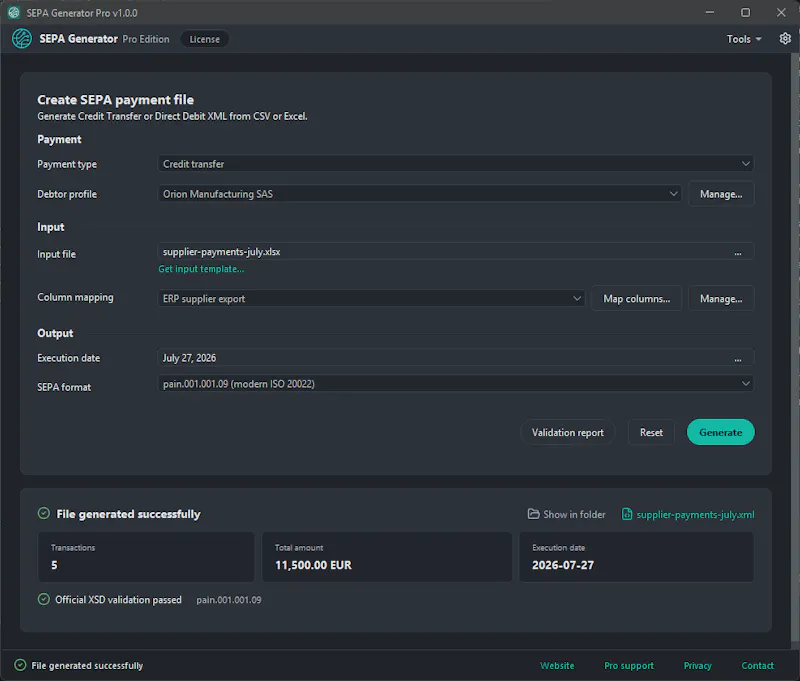 SEPA Generator screenshot 2