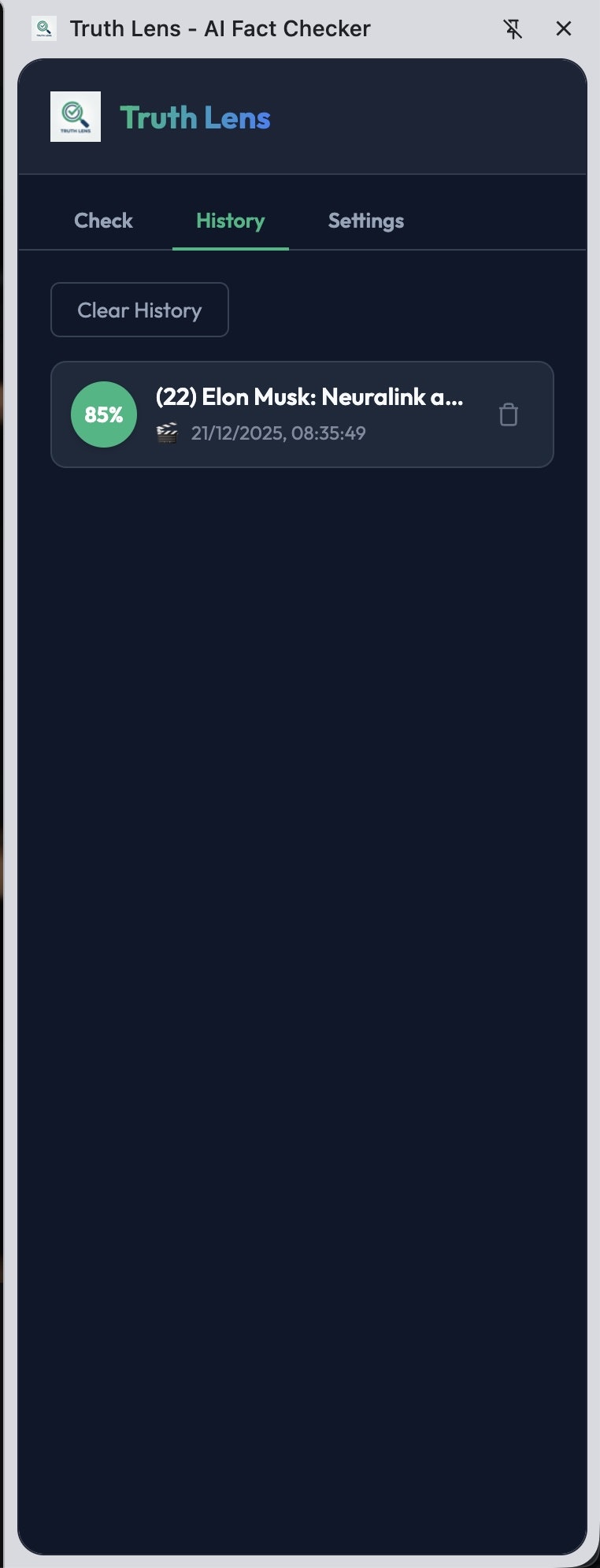 Truth Lens - Screenshot 2 showing product features and functionality