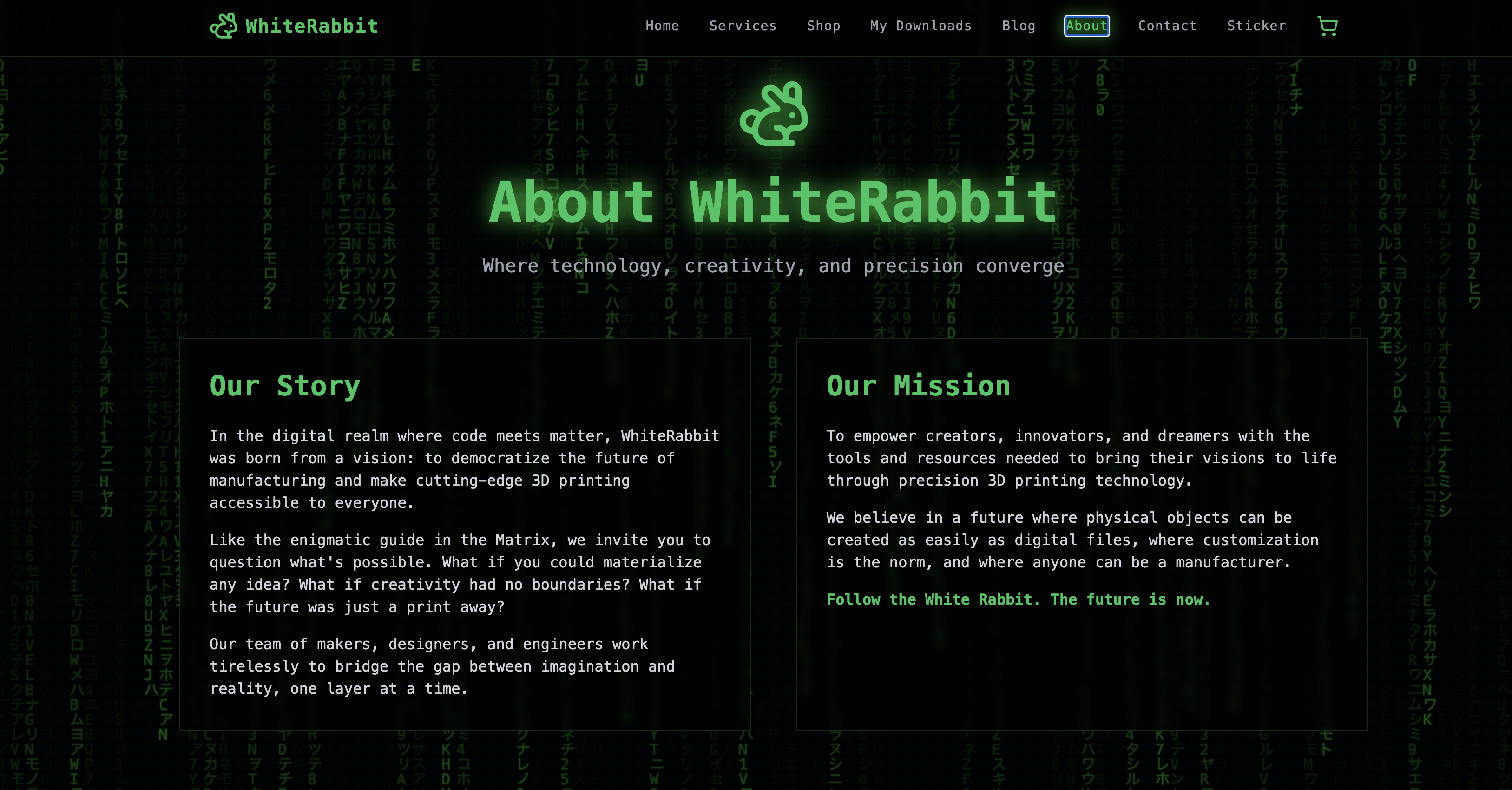 WhiteRabbit 3D Printing Website gallery image