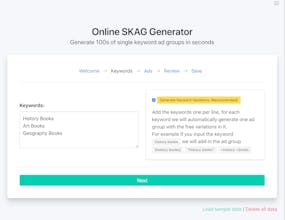 Skag.io | Generate hundreds of different ads and ad groups in seconds and 📈Increase your quality score gallery image