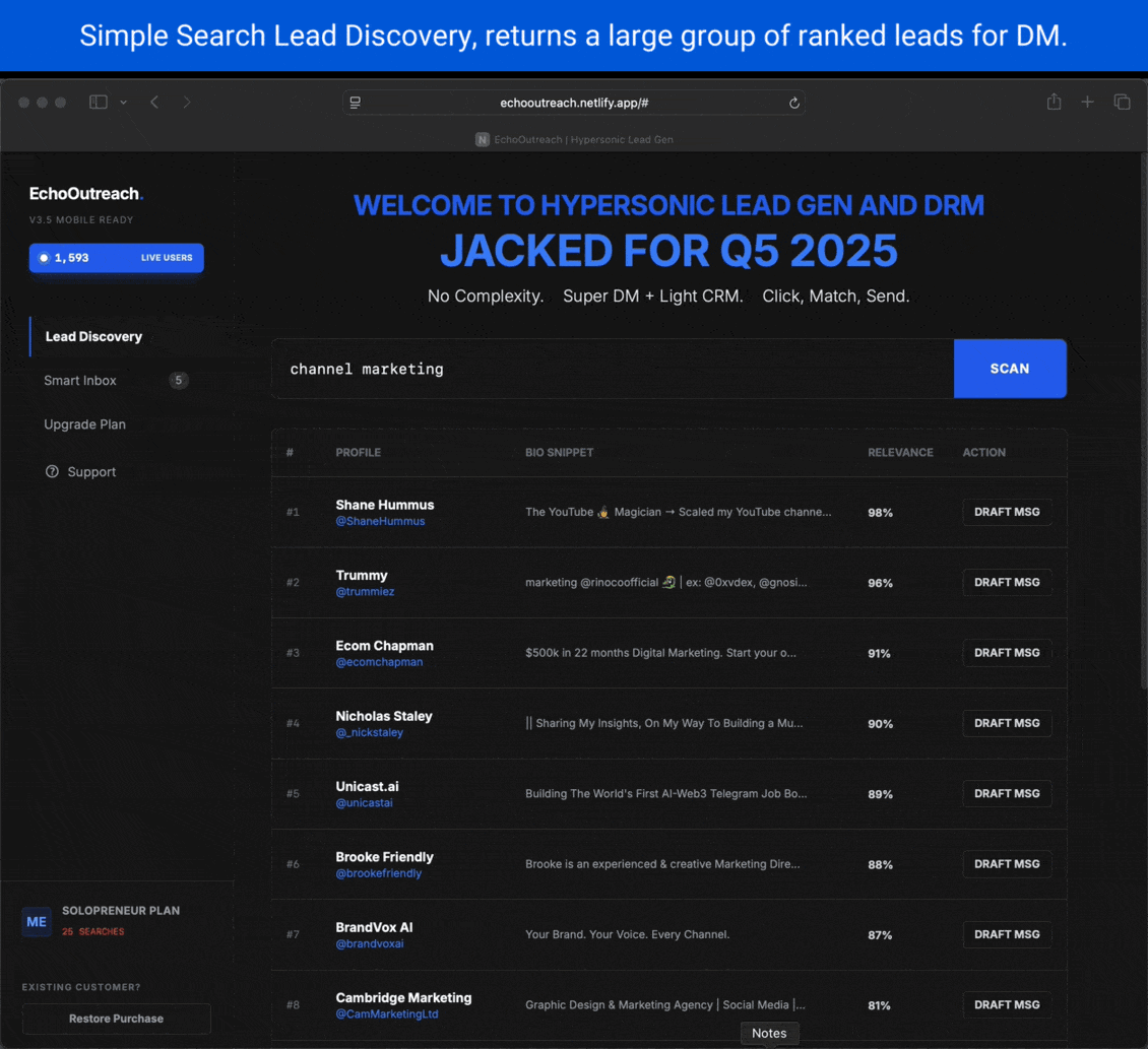 EchoOutreach 3.5 (Mobile Ready) - Screenshot 3 showing product features and functionality