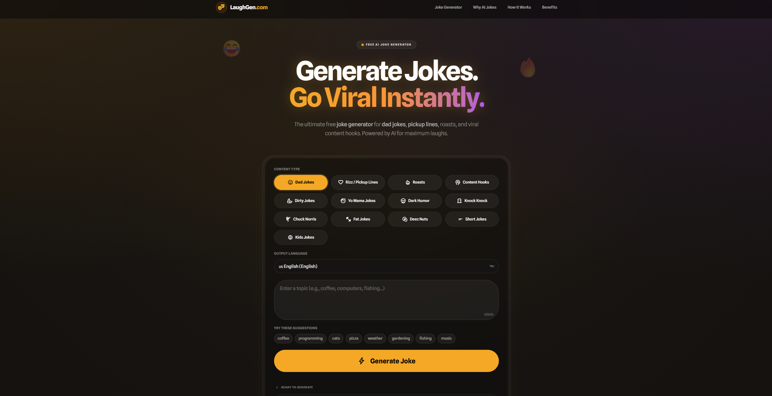 LaughGen - Screenshot 2 showing product features and functionality