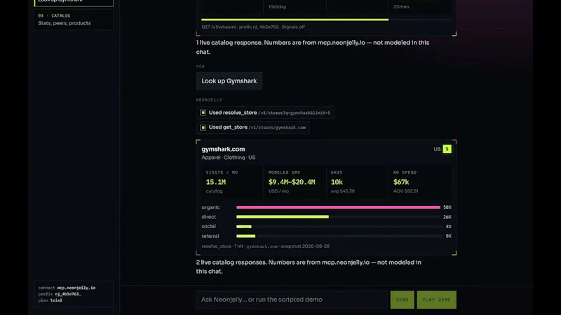 Neonjelly | Live E-commerce data for AI screenshot 1 (video preview)