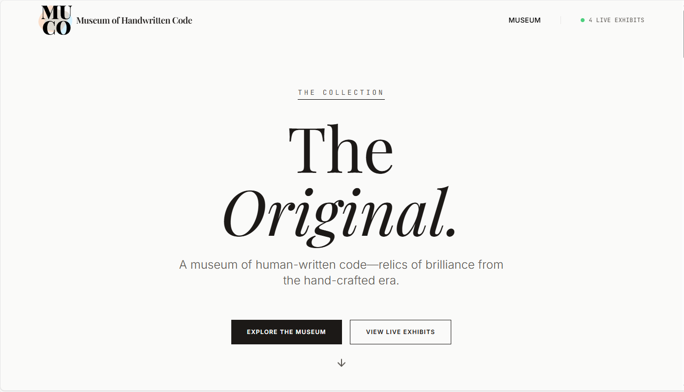 Museum of Handwritten Code - Main product screenshot demonstrating key features and user interface