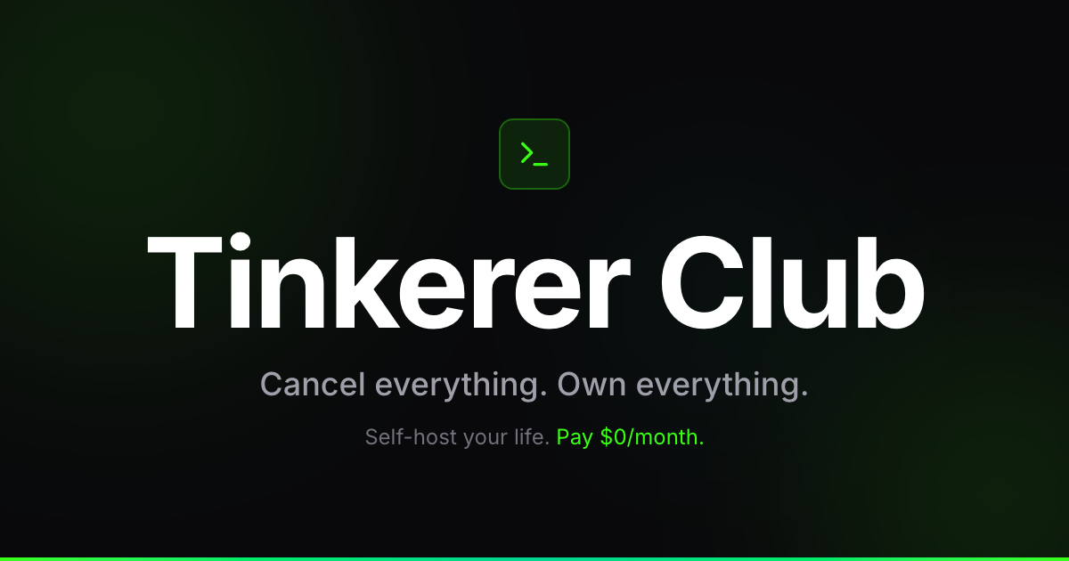 Tinkerer Club - Main product screenshot demonstrating key features and user interface