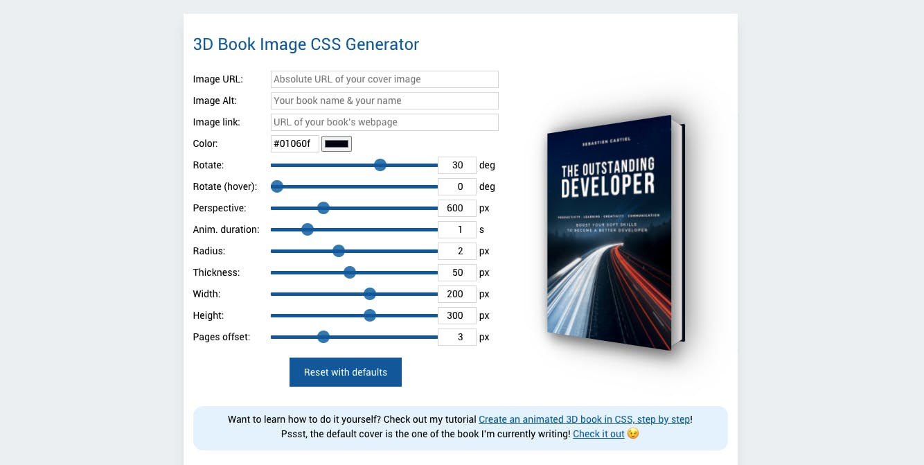 3D Book Image CSS Generator media 1