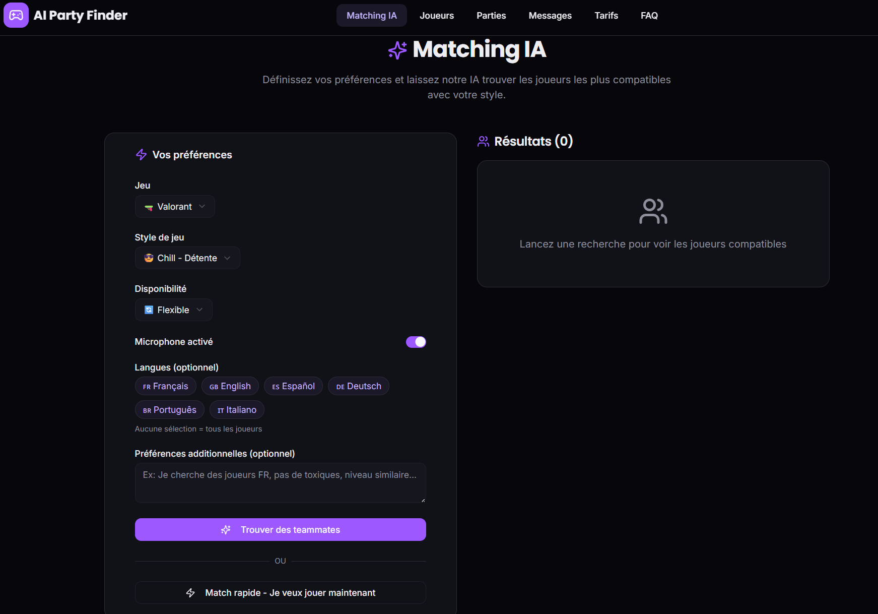 AI Party Finder - Screenshot 2 showing product features and functionality