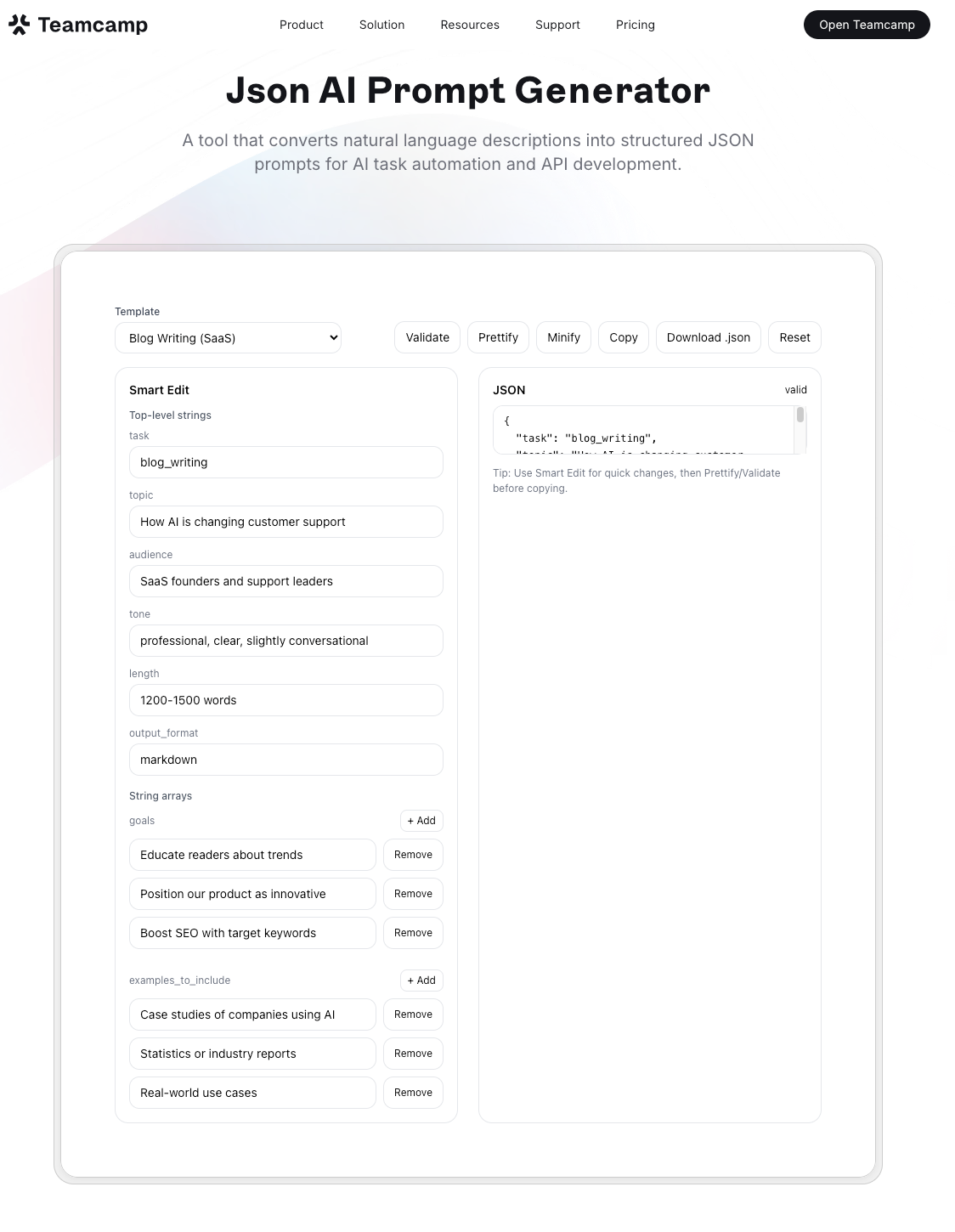 Generatore di prompt JSON AI gratuito - Smart json chiede, reso semplice media 2