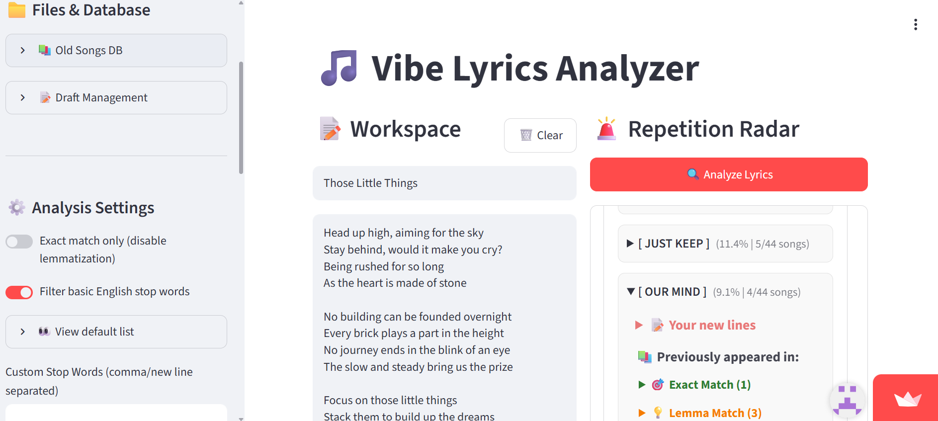 Vibe Lyrics Analyzer gallery image