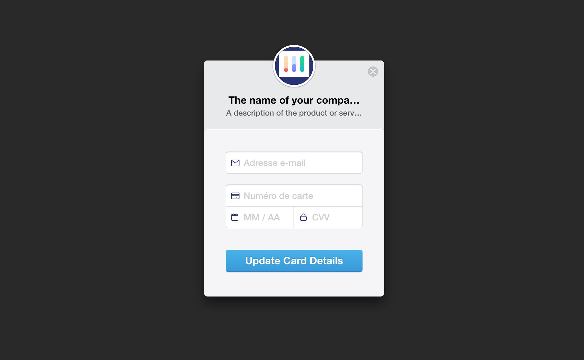 Stripe payment update page gallery image