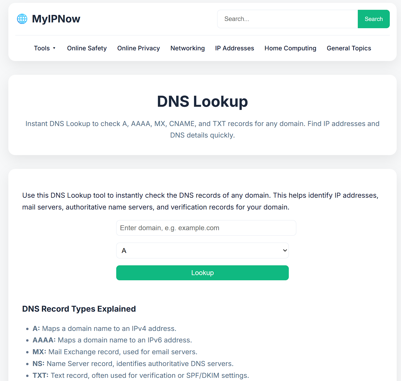 MyIPNow - Main screenshot showing features and interface