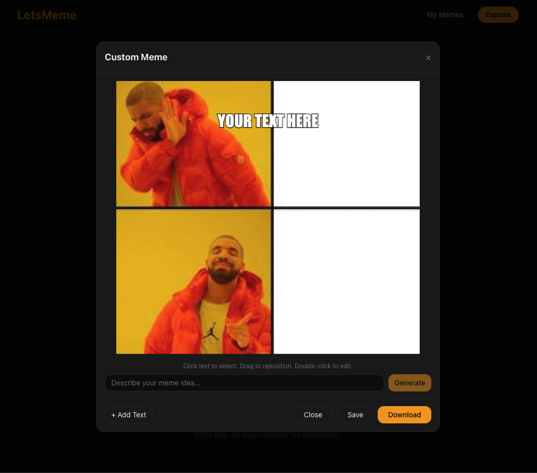 LetsMeme - Screenshot 4 showing product features and functionality