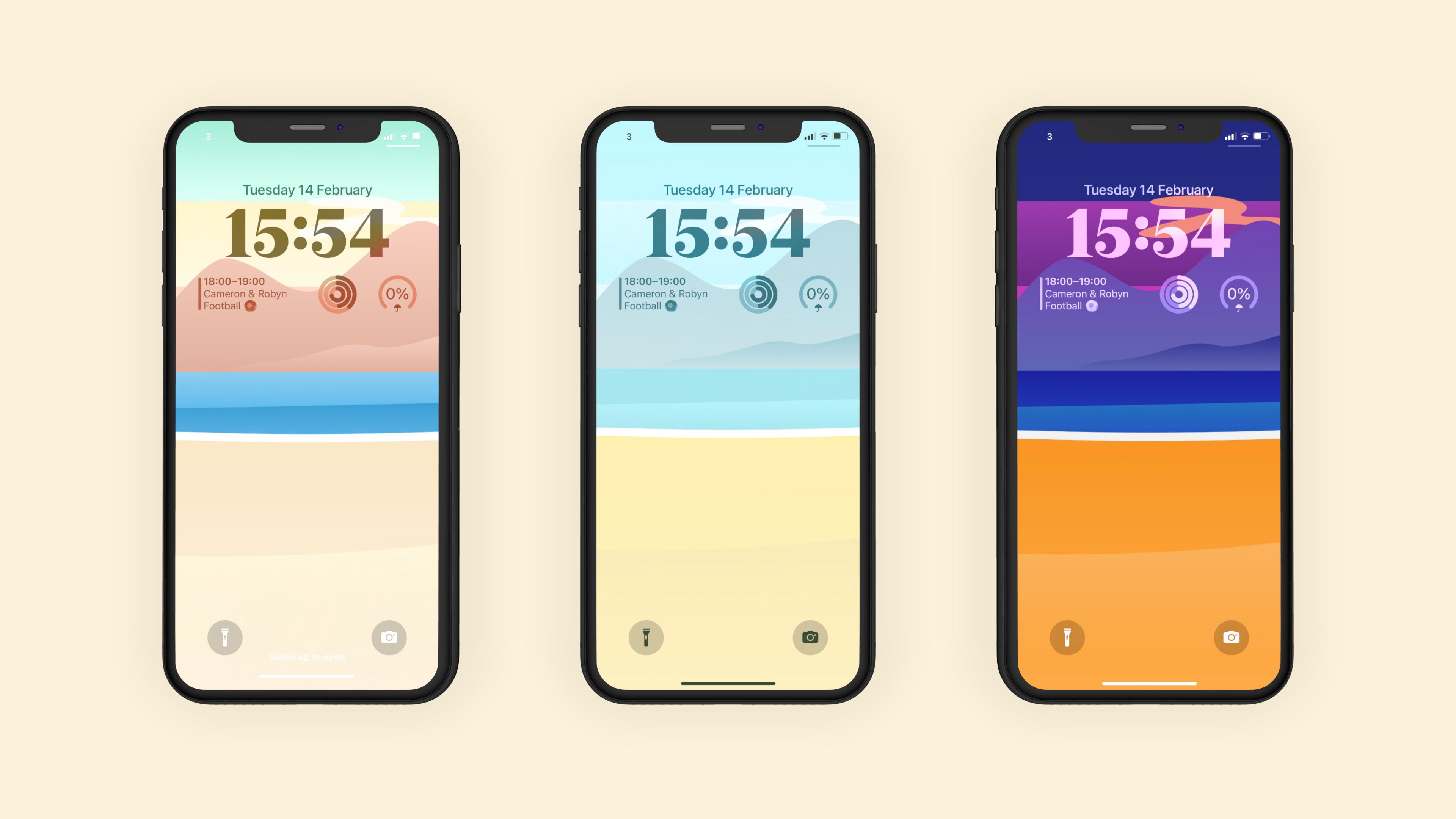 Mídia 3 de Papéis de parede de praia mínimos de paisagem - 3 papéis de parede de alta qualidade para desktop (8k) e celular.