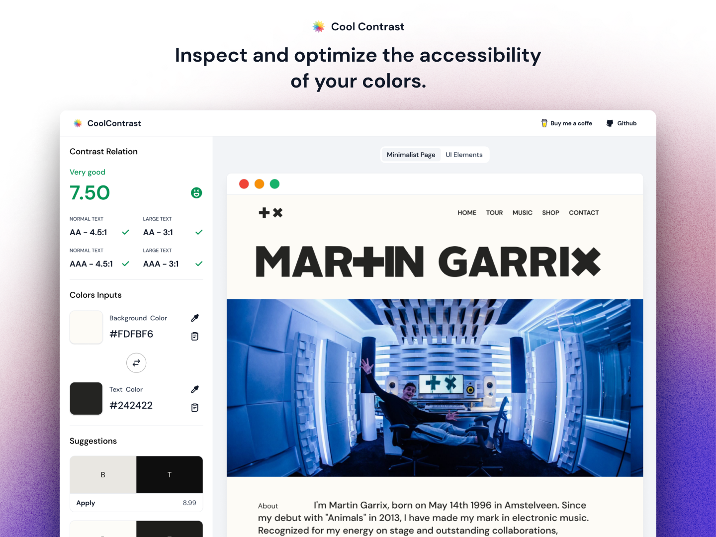 CoolContrast - Ispeziona e presenta in anteprima la migliore combinazione dei tuoi colori. media 1