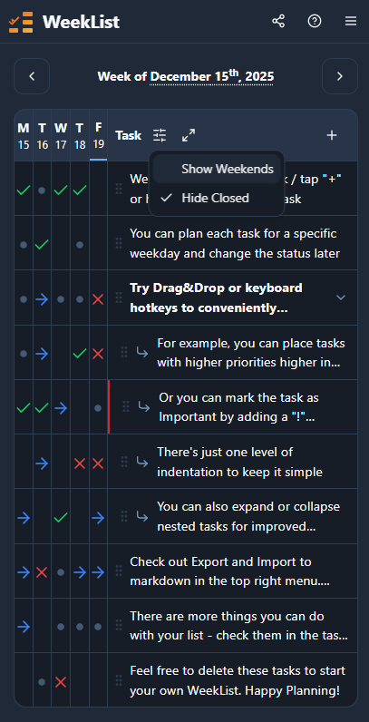 WeekList gallery image