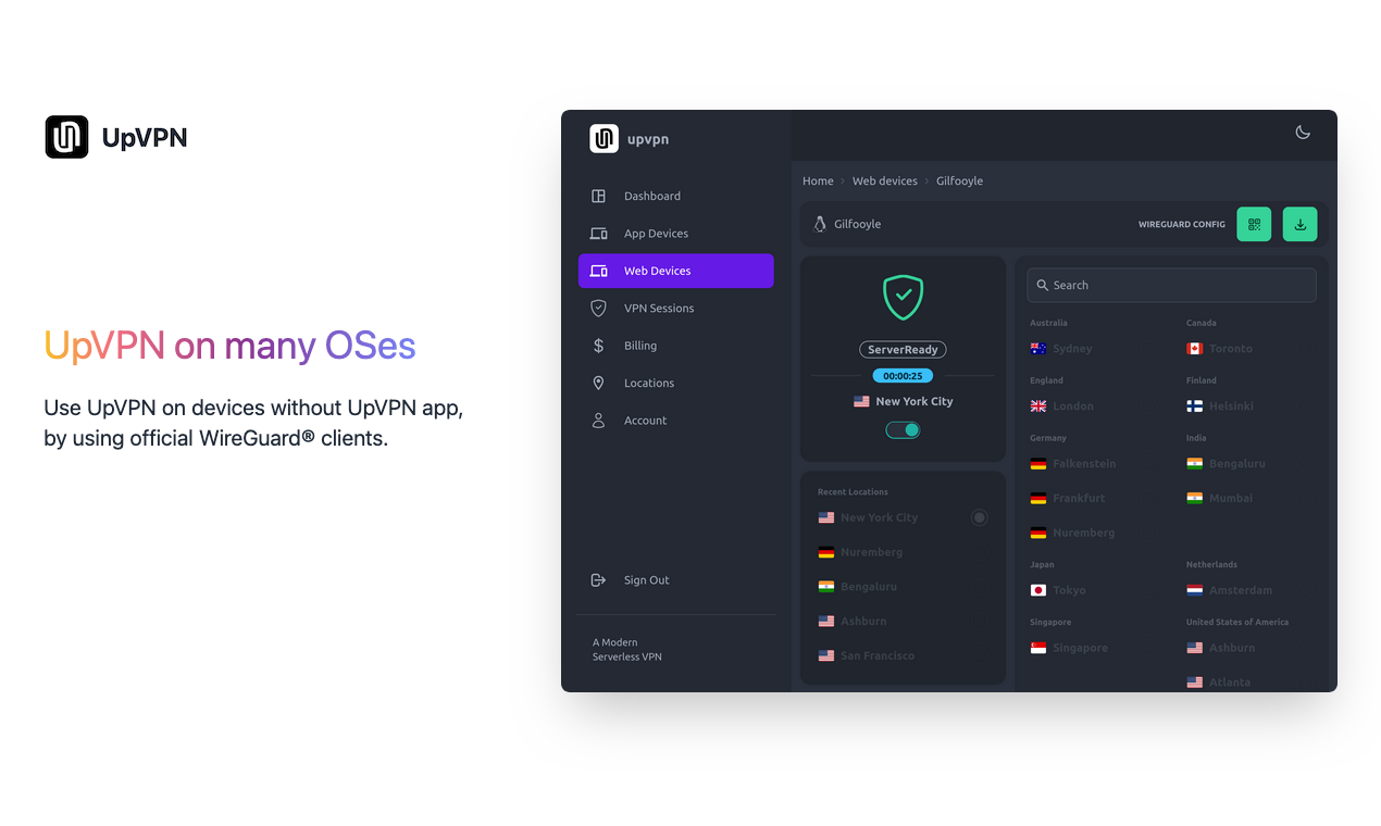 Upvpn - WireGuard'da Sunucusuz VPN, birçok cihaz, abonelik yok medya 3