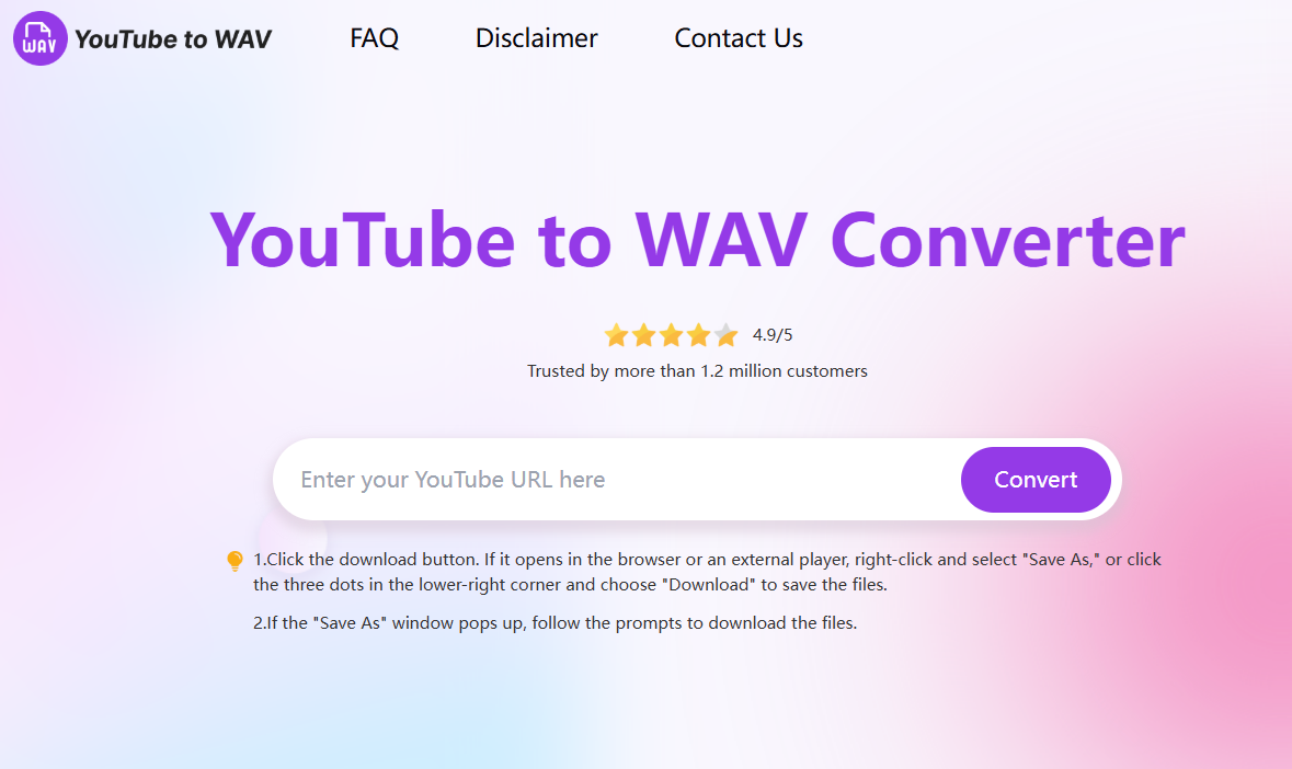 وسائط يوتيوب إلى المحول - قم بتحويل مقاطع فيديو YouTube إلى ملفات WAV عالية الجودة على الفور 1
