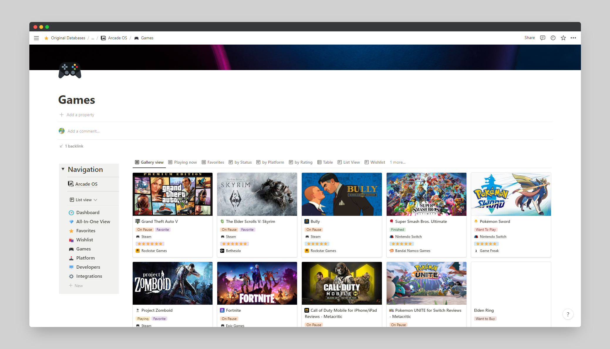 Arcade OS - Capture and manage your Games in Notion media 4