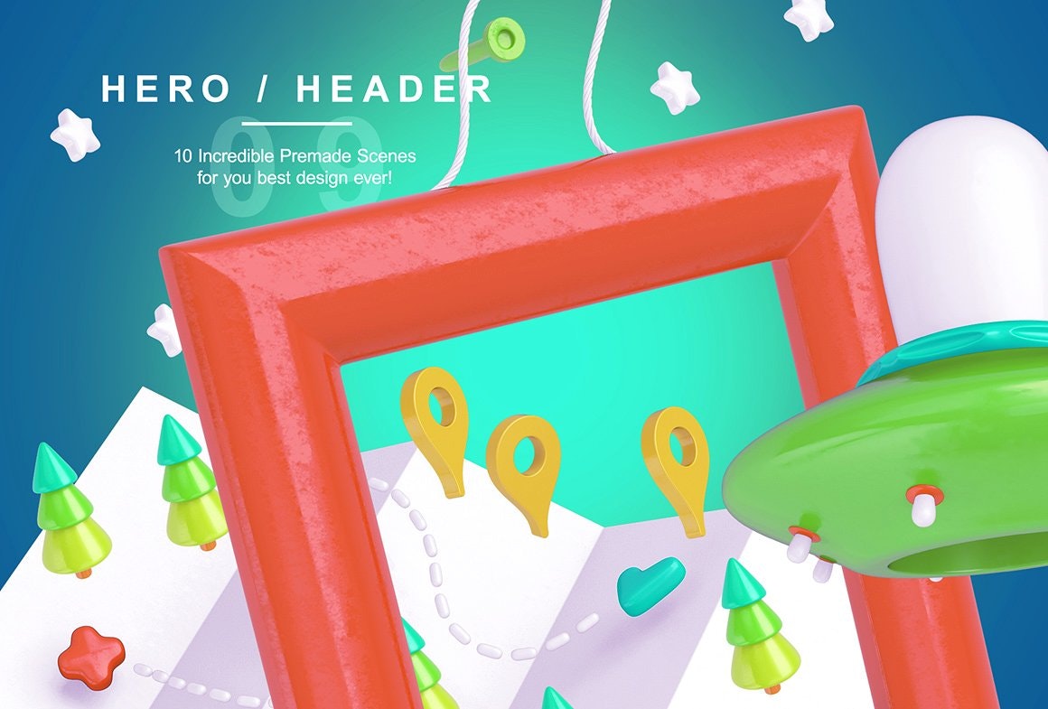 PSD Bright Travel Items Scene Generator gallery image