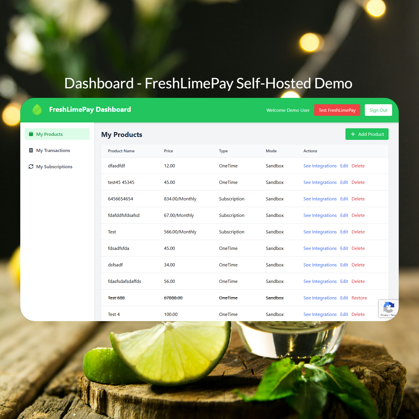 FreshLimePay - Main product screenshot demonstrating key features and user interface