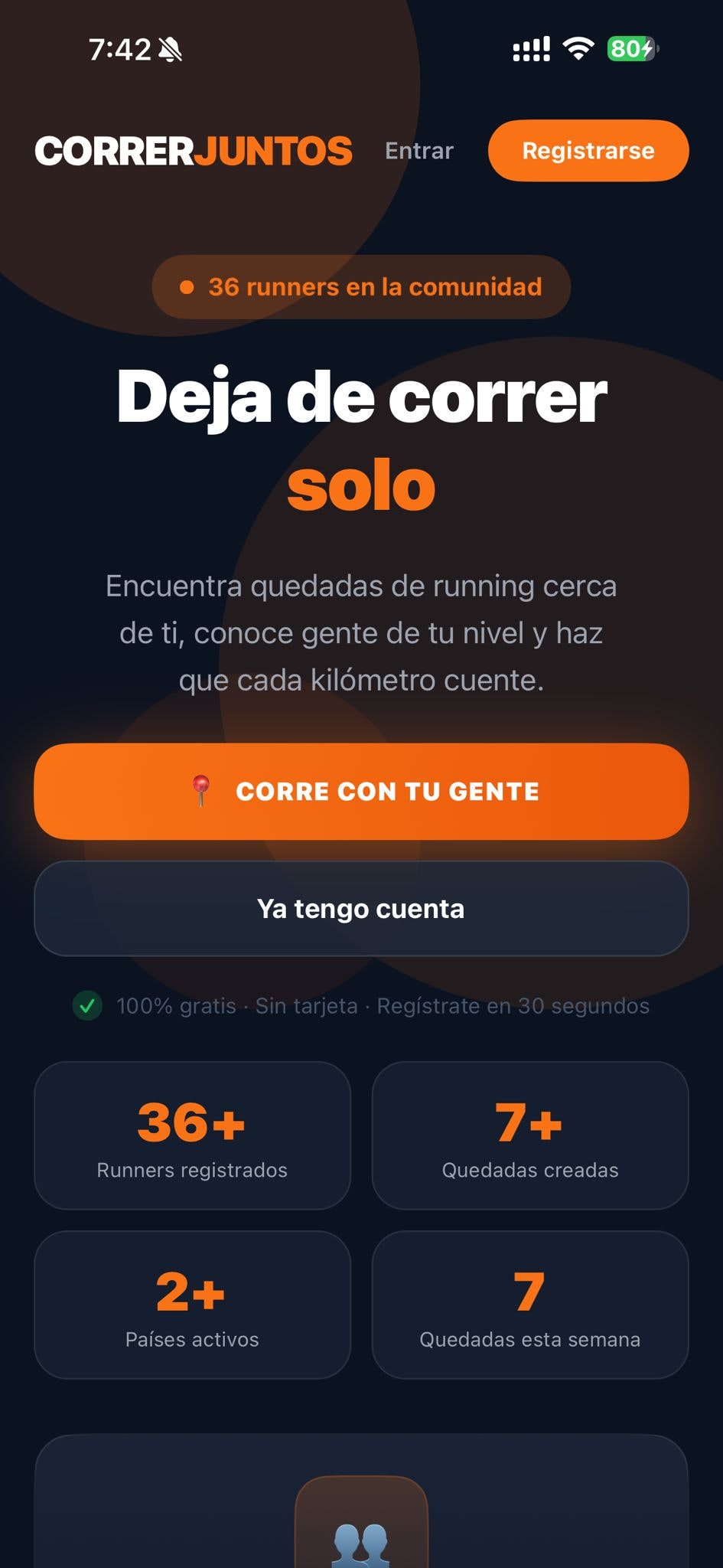 CorrerJuntos - Main product screenshot demonstrating key features and user interface