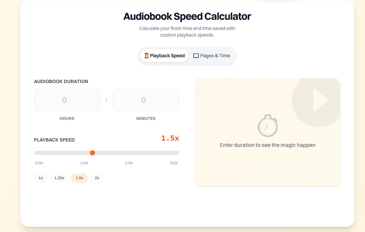 Audiobook Speed Calculator gallery image