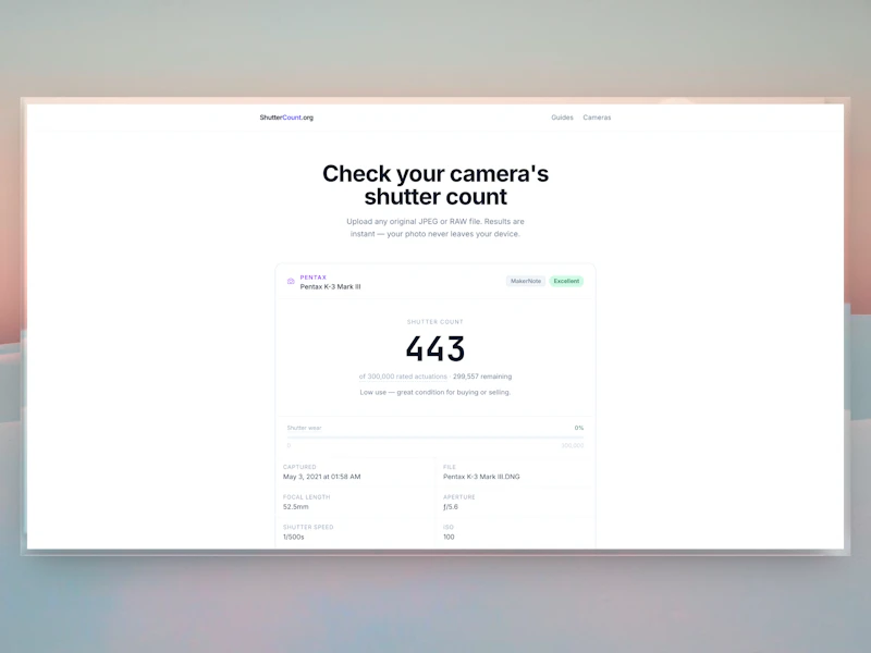 ShutterCount.org screenshot 2