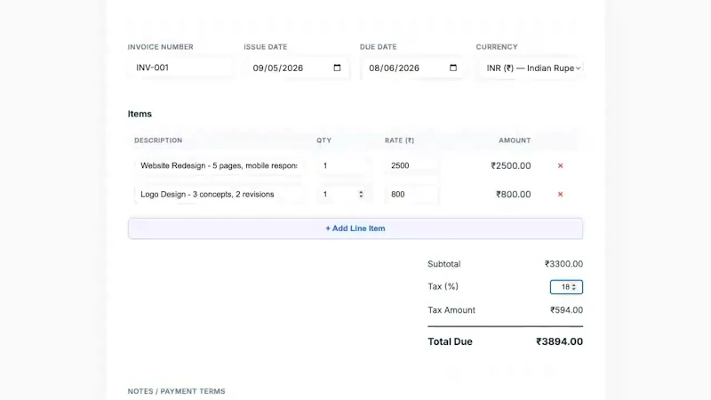 Free Invoice Generator screenshot 1 (video preview)