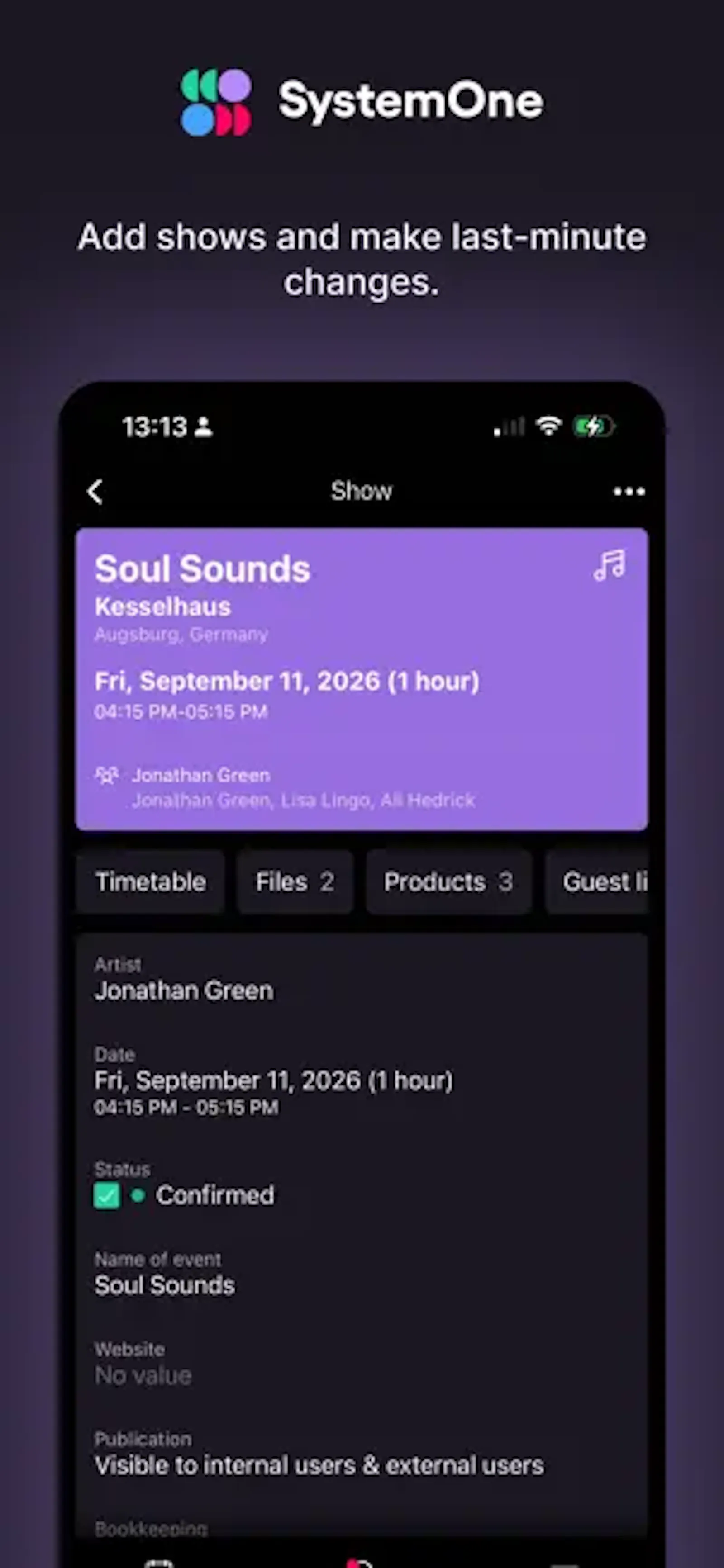 SystemOne Mobile App for artist booking screenshot 3