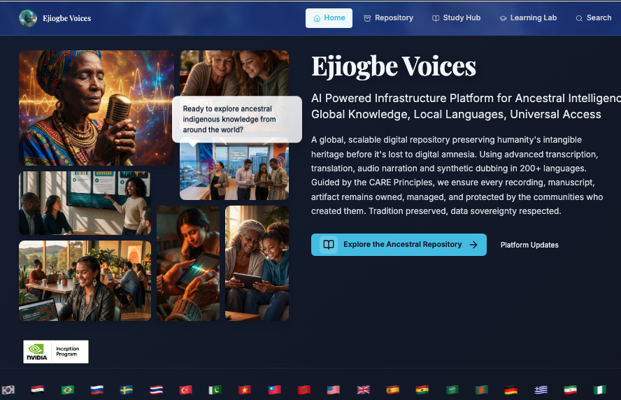 Ejiogbe Voices Ancestral Intelligence - Main product screenshot demonstrating key features and user interface