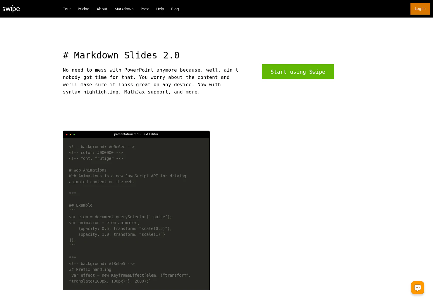 Markdown Slides 2.0 by Swipe 