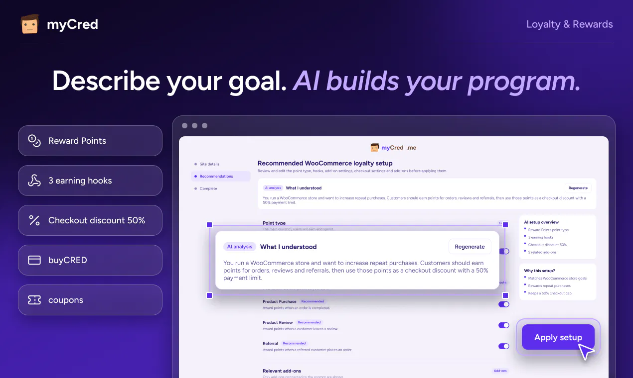 myCred 4.0: AI-Powered Loyalty Plugin gallery image