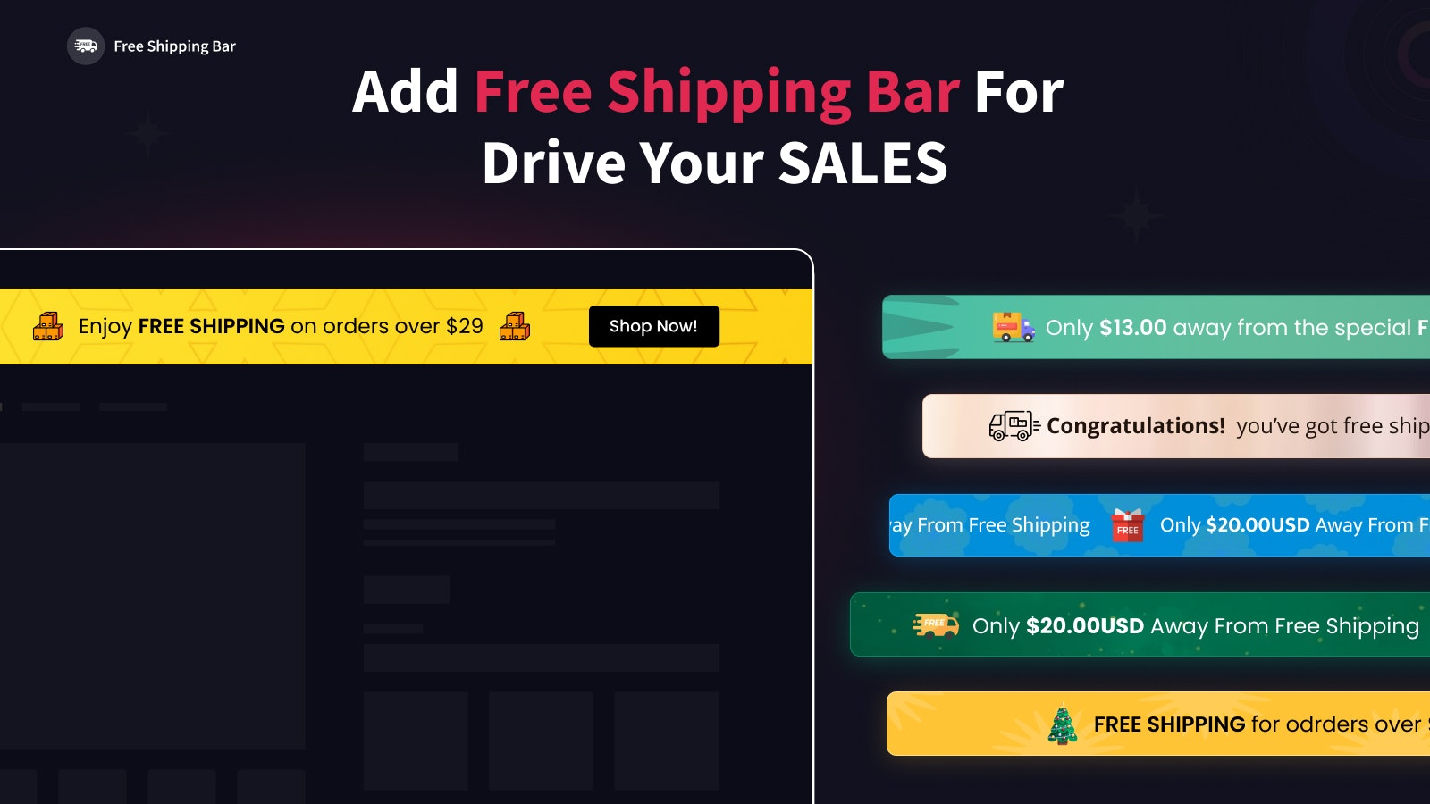 Invints運輸，酒吧，Upsell - 所有類型的公告，運輸欄，倒計時和Upsell media 5