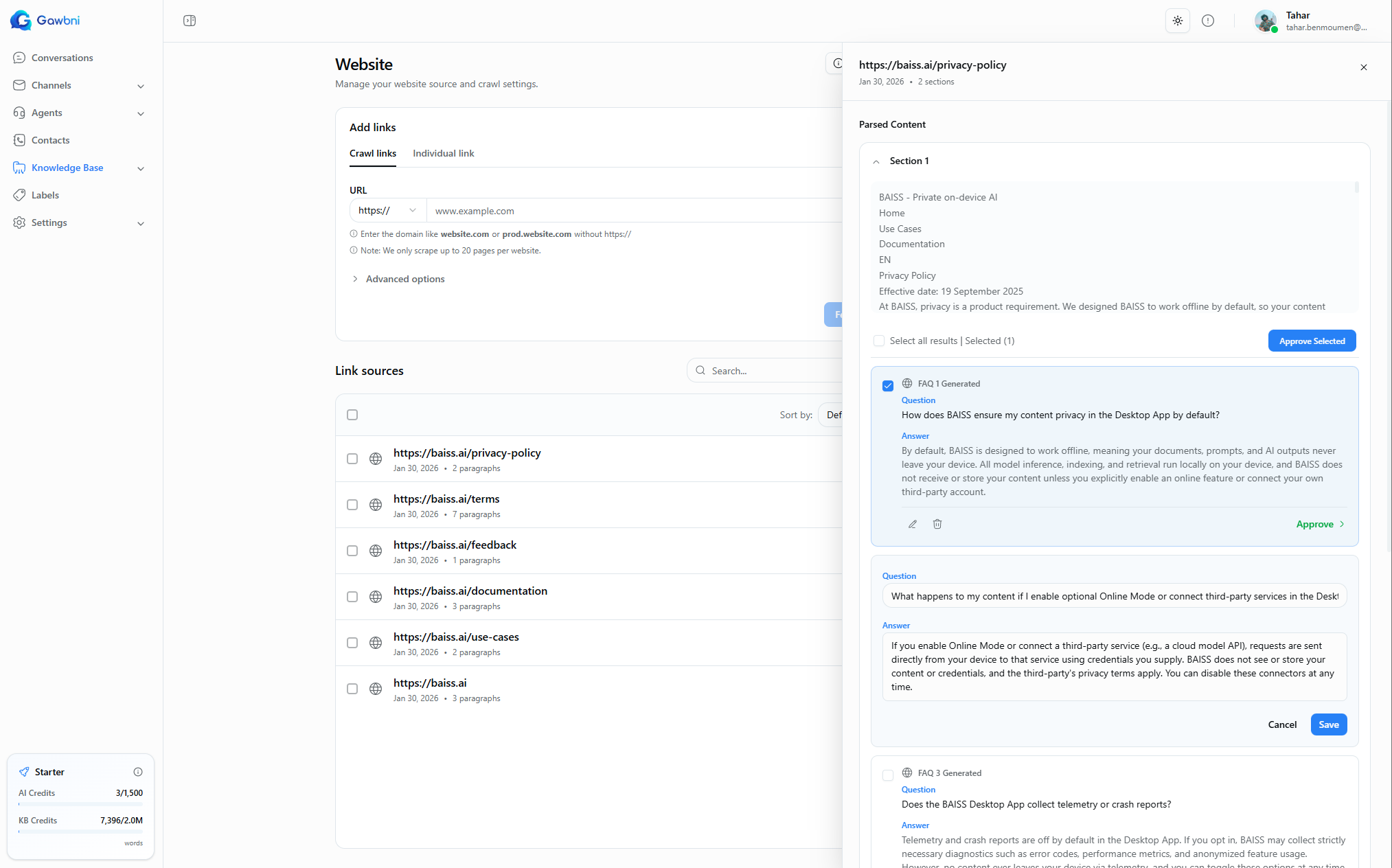 Gawbni - Safe & Traceable AI Support - Screenshot 4 showing product features and functionality