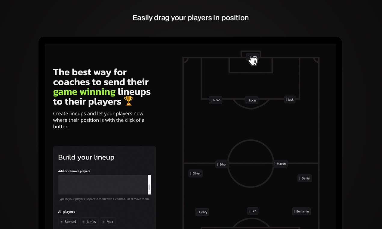 Creador de alineación - La mejor manera para que los entrenadores compartan alineaciones de fútbol con jugadores media 2