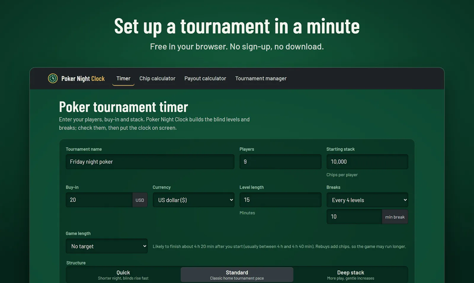 Poker Night Clock screenshot 2