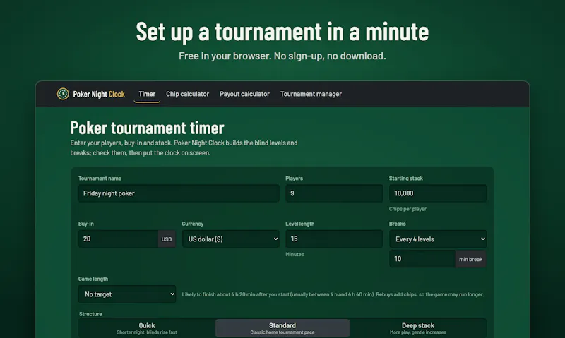 Poker Night Clock screenshot 2