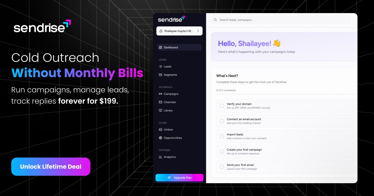 Sendrise - Main product screenshot demonstrating key features and user interface