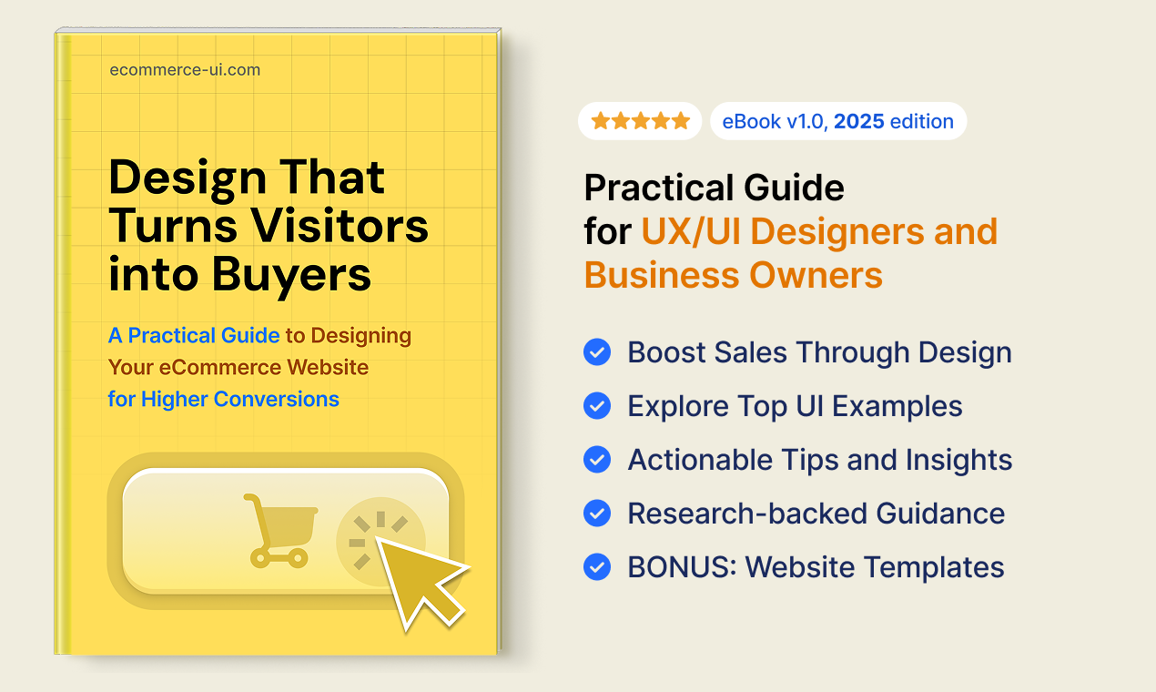 E-Book: 100+ Tips for eCommerce Design - Main screenshot showing features and interface
