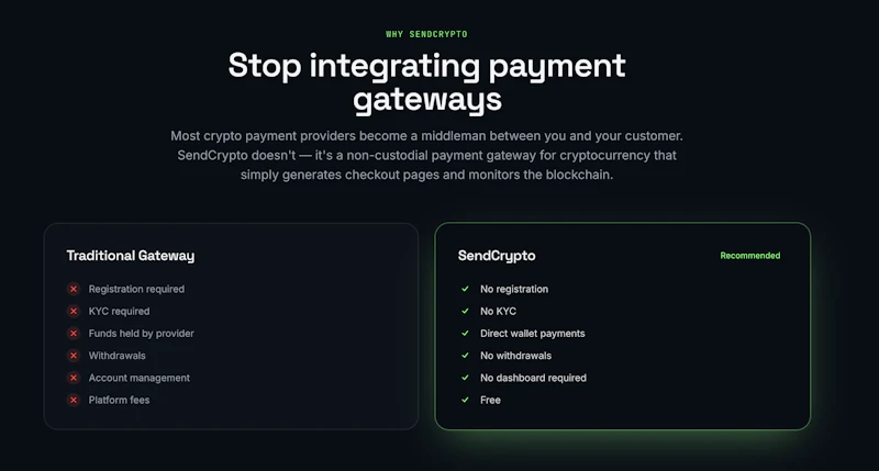 SendCrypto — 1-click API crypto gateway screenshot 2