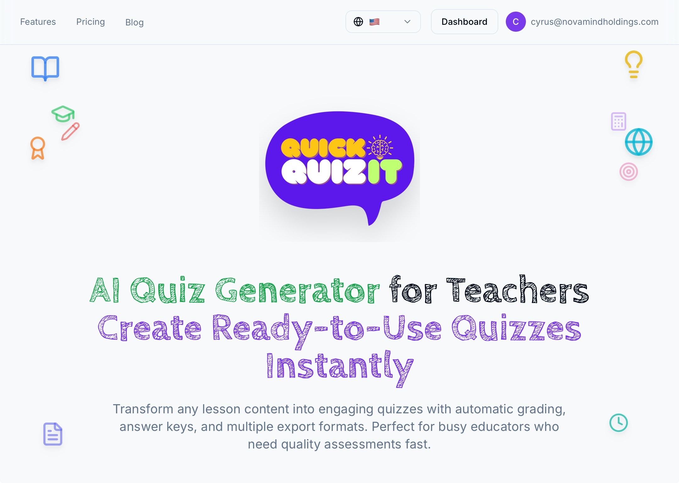 Mídia 2 de Teste rápido - Professor primeiro gerador de questionário de IA