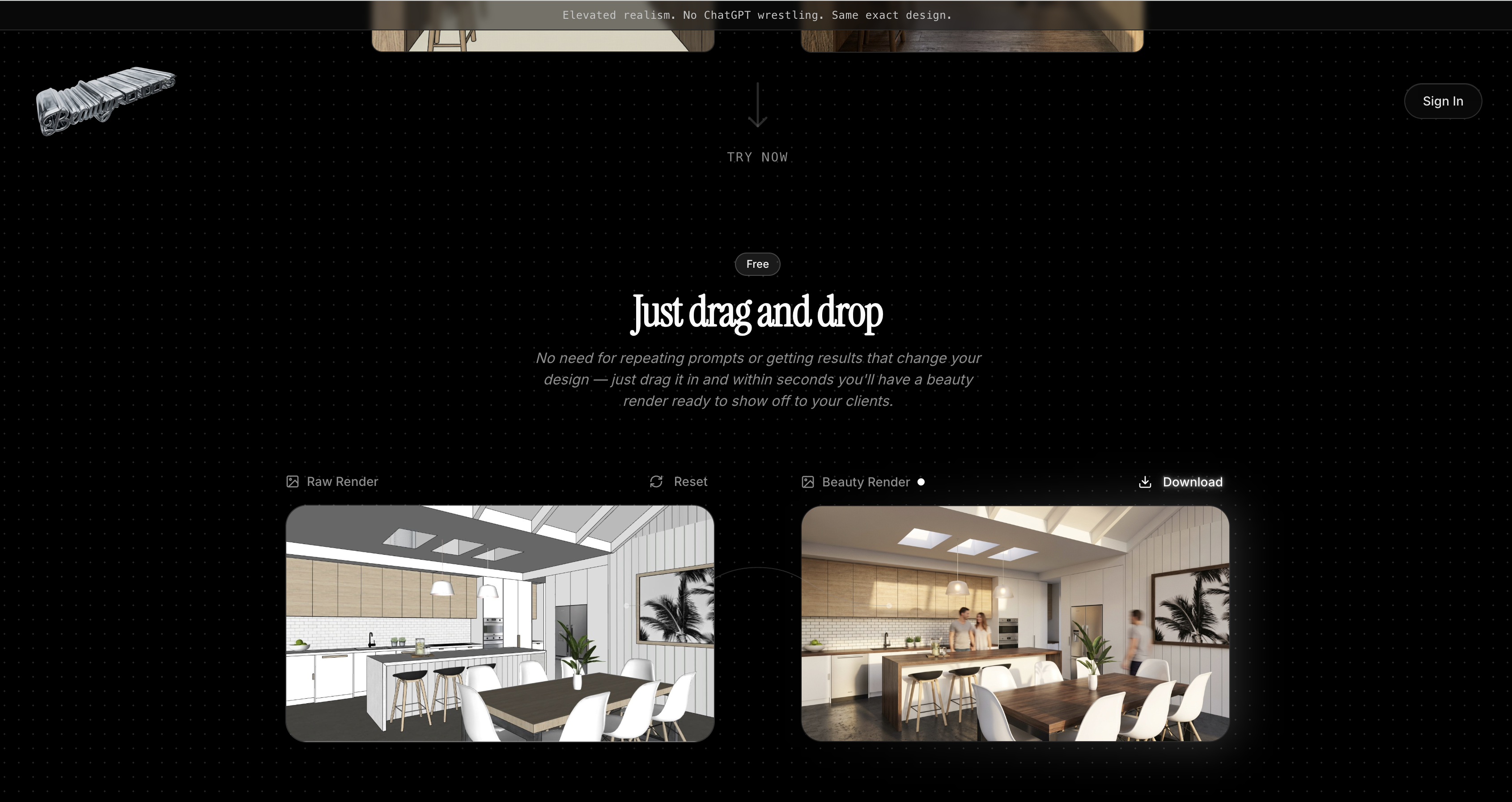 Beauty Renders - Main product screenshot demonstrating key features and user interface