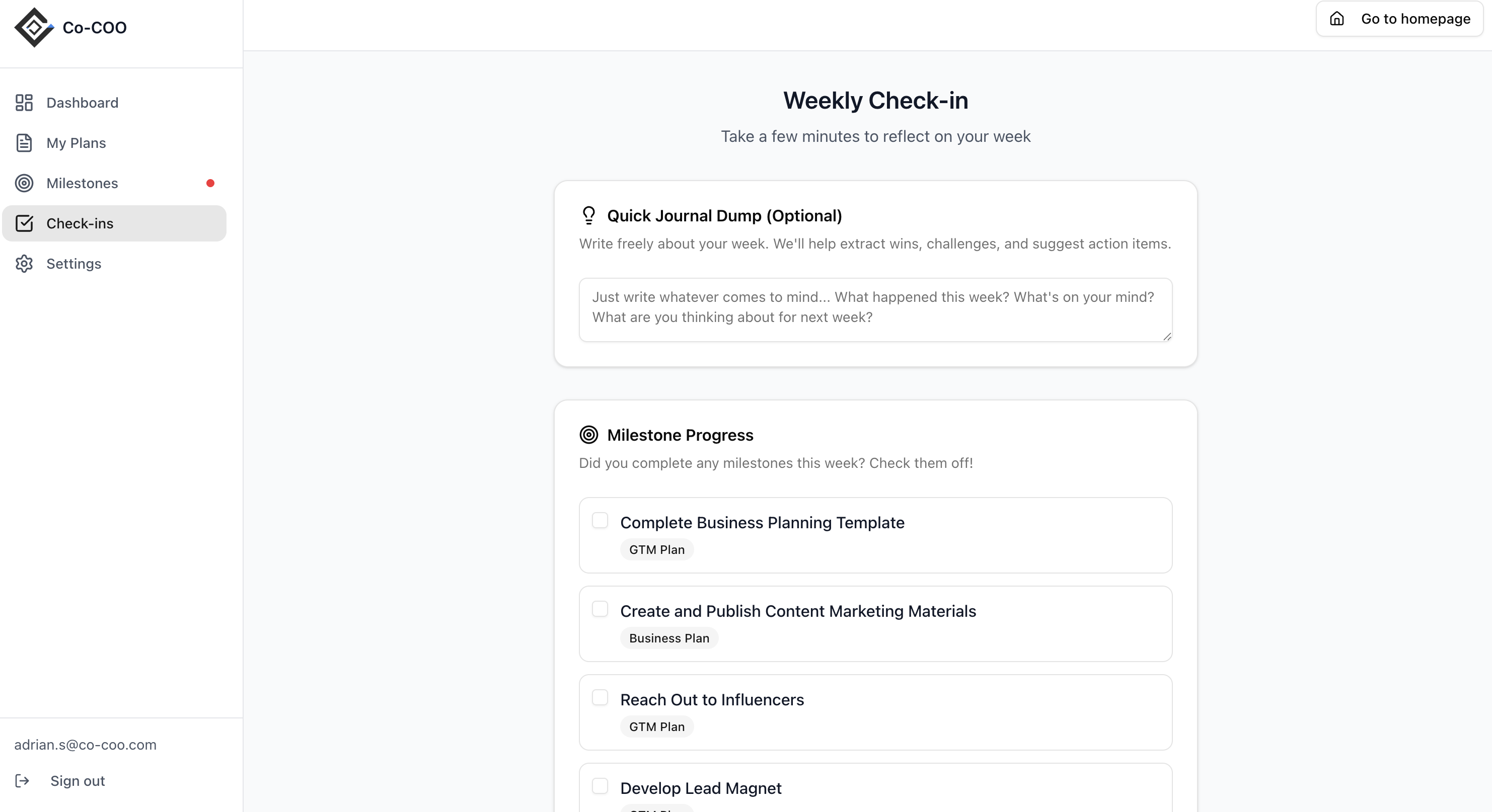 Co-COO - Screenshot 4 showing product features and functionality