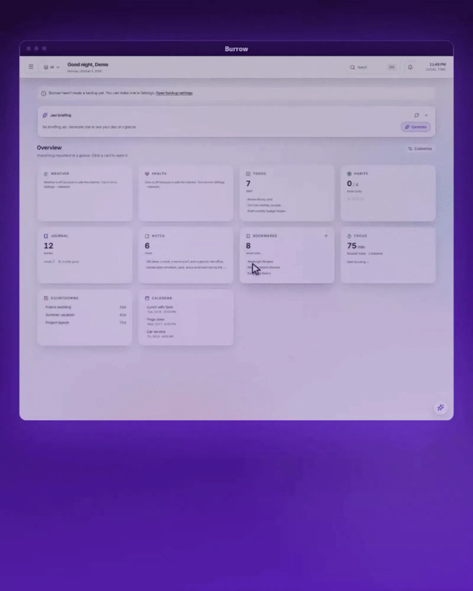 Burrow screenshot 1 (video preview)
