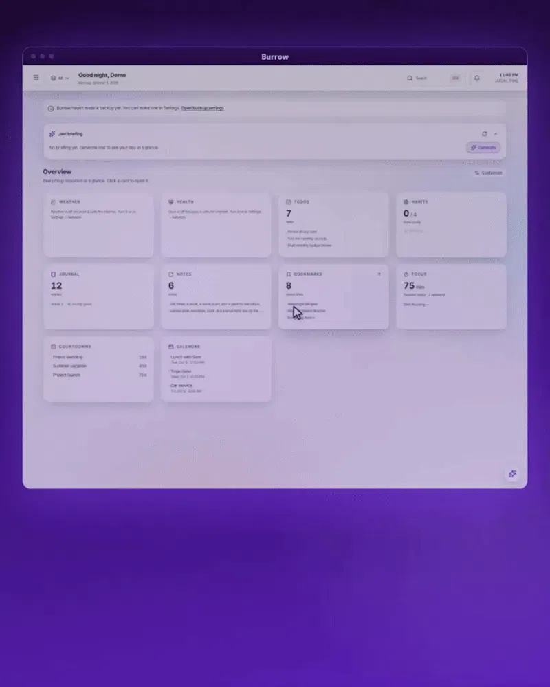 Burrow screenshot 1 (video preview)