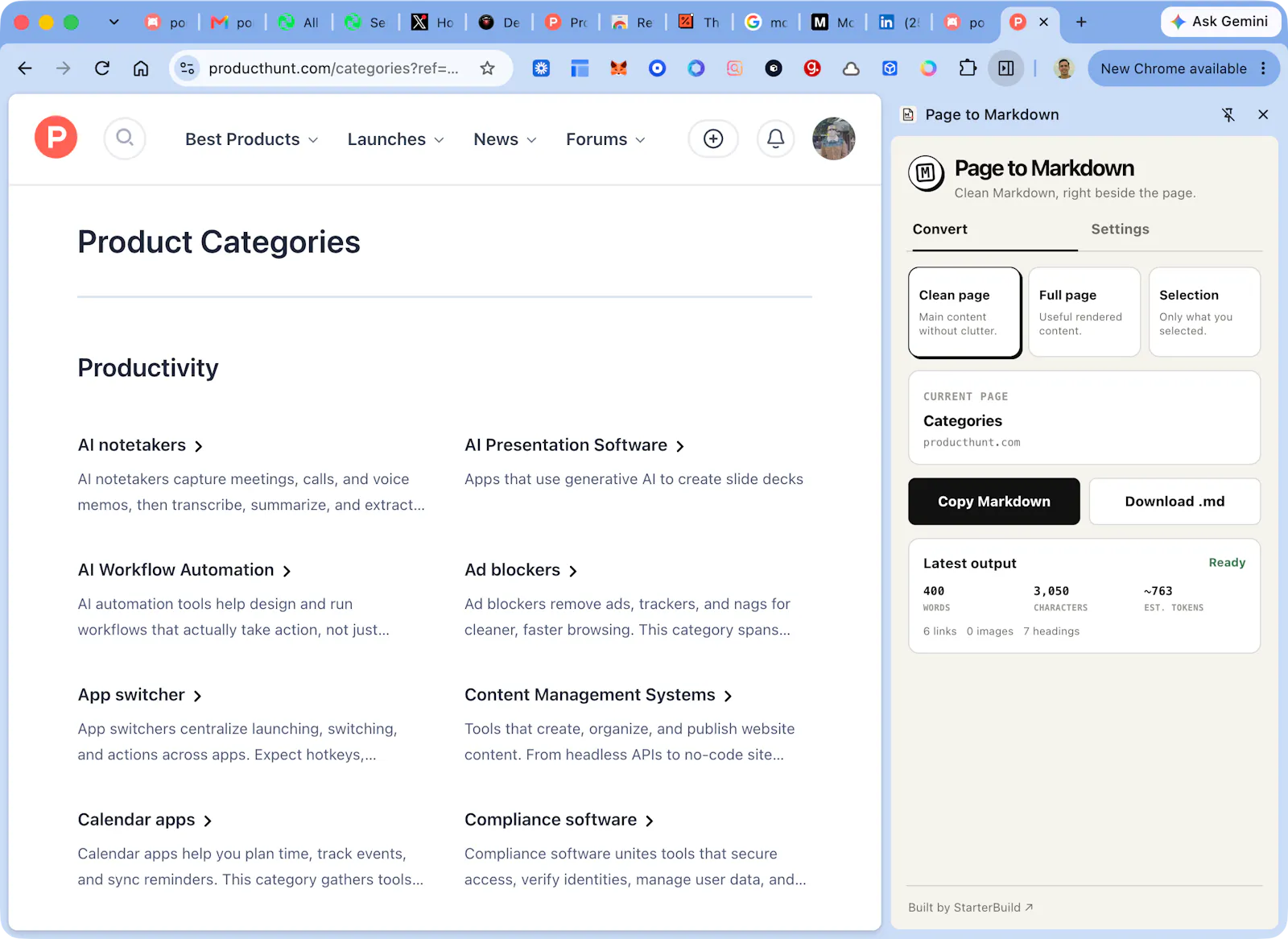 Page to Markdown screenshot 1
